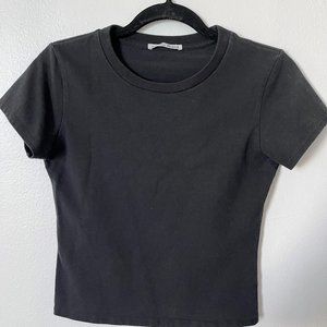 Reformation Cropped Black Tee Shirt